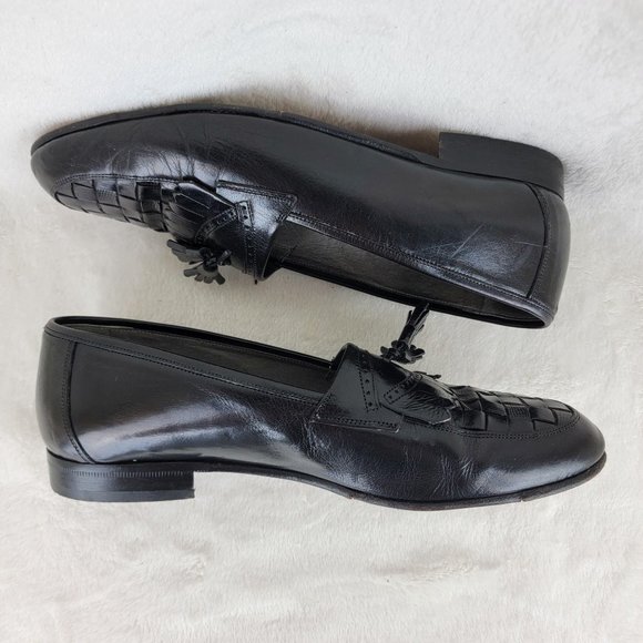Florsheim Barletta Mens Black Woven Tassel Leather Slip-On Loafer 9.5 Italy Made main image 7